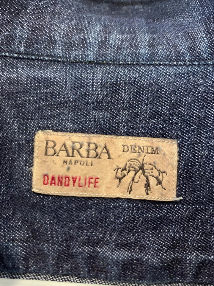 Barba Napoli Dandylife Denim Button-Up Shirt Men’s Medium (38/15) Italy #C2 - Image 3 of 4