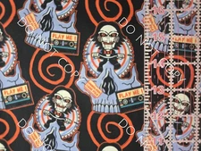 Custom 100% Cotton Woven Fabric Saw Jigsaw Horror Movie By The 1/4 Yard 9x56
