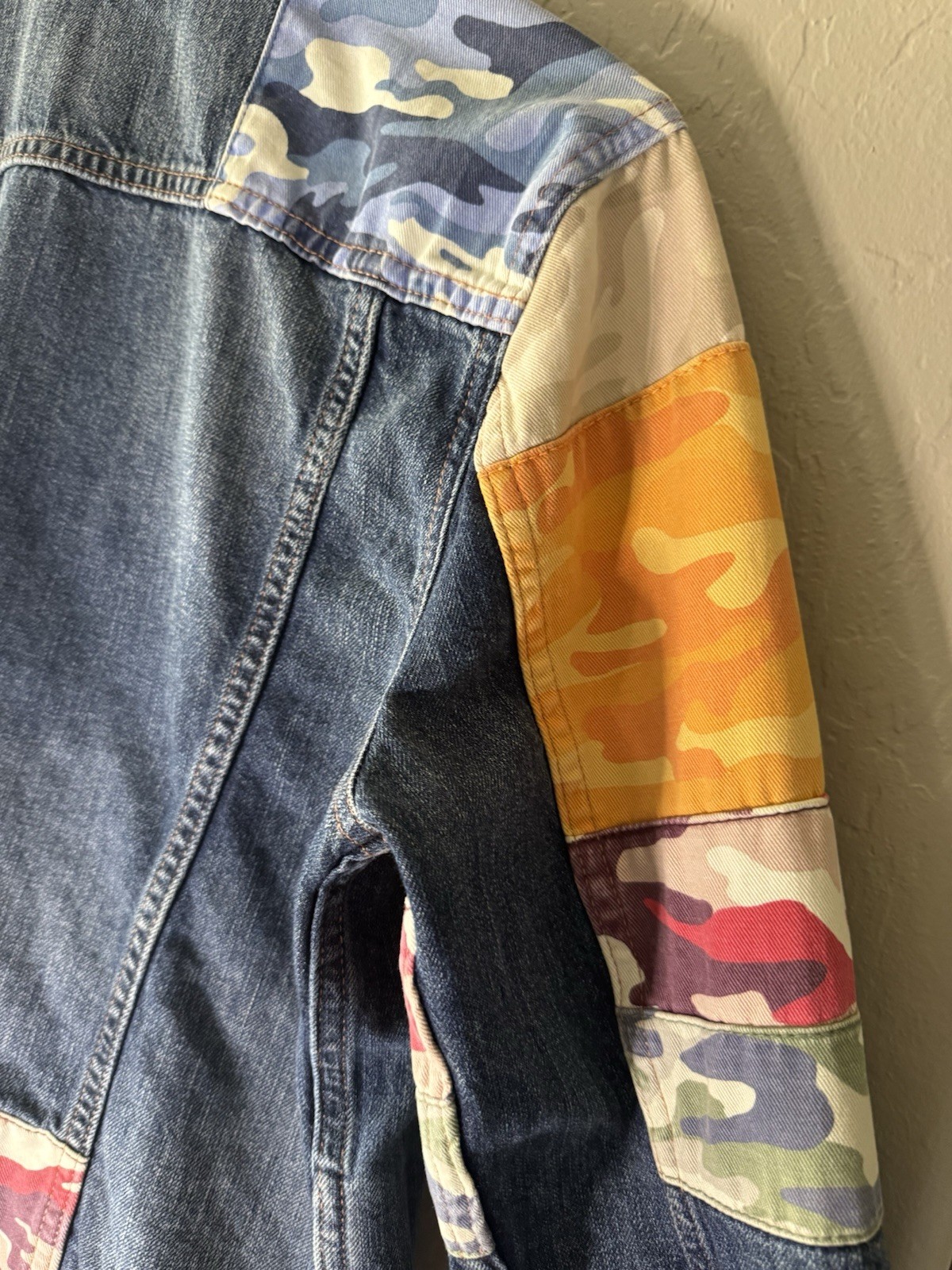 Gap Denim  Jean Jacket Patchwork Womens Medium Bu… - image 7