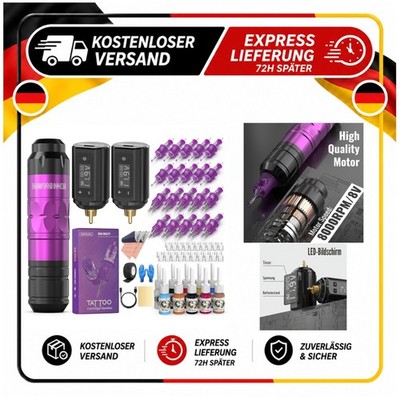 Tattoo Maschine Set Wormhole Tattoo Wireless Pen 2 Akkus Nadeln Farben