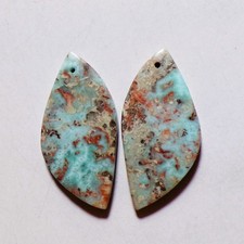 54.30 Cts Natural Larimar Drilled Cabochon Match Pair Gemstone 39X19MM 11