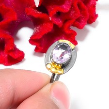 Purple Amethyst - Brazil Black And Gold Plated 925 Sterling Silver Ring S.8 R171