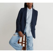Madewell The Larsen Blazer in Drapeweave in Navy sz XXS