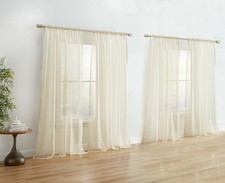 HLC.ME Beige Sheer Curtain Panels: Sheer Voile Light Filtering Window Treatme...