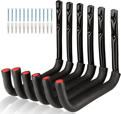 Garage Storage Ladders Hooks, 6 Pack Heavy Duty Utility Hanger, 9.8IN Wall Mount