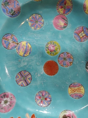 Lot Of 2 Early 20th Century Chinese Porcelain Famille Rose Ball Floral Plate"C" - Picture 8 of 9