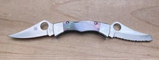 Spyderco Micro Dyad Black Pearl Inlay VG-10 Serrated/Plain Blades Folding Knife