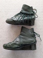 Dark green leather TRIPPEN x+os sole ankle boot with fringe/tassles. @UK6