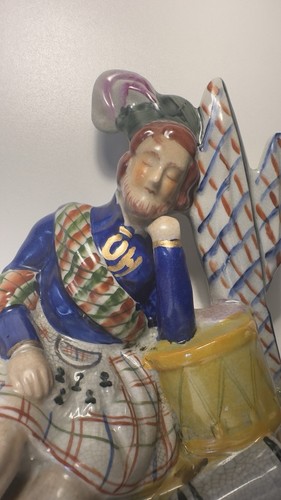 Antique Staffordshire Pottery Sleeping Scotsman Highland Soldier Flat Back - Picture 4 of 11