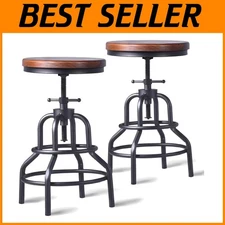 Swivel Vintage Industrial Bar Stool Set