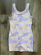 CAT & JACK purple & yellow swirl print biketard~girls size XL (14)~gymnastics~