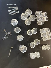 Lot of 27 Salt Cellars - Mixed Patterns, & 1 Glass Spoon, 6 Plastic, & 6 Metal