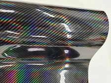 Glossy Carbon Fiber Black Holographic Laser Vinyl Car Wrap Decal Sticker Film