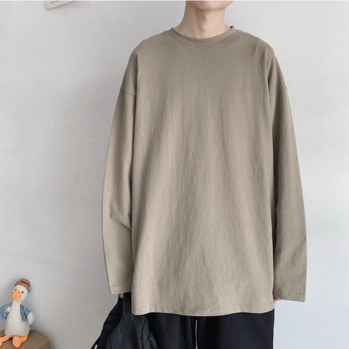 Men Solid T-shirt Top Undershirt Crew Neck Long Sleeve Casual Loose Autumn Baggy - Bild 14 von 26