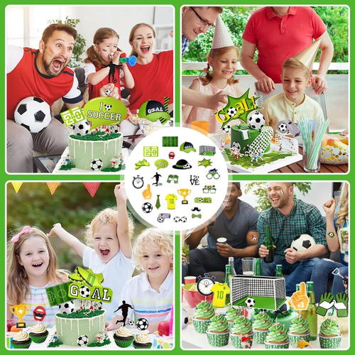 25 Stück Fußball Torten Topper Fußball Tortendeko Set Sport Kuchen Topper Cupcak - Bild 7 von 7