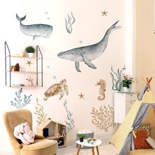 Under The Sea Wall Decals Large Whale Shark Wall Stickers Ocean Animals Wall ...