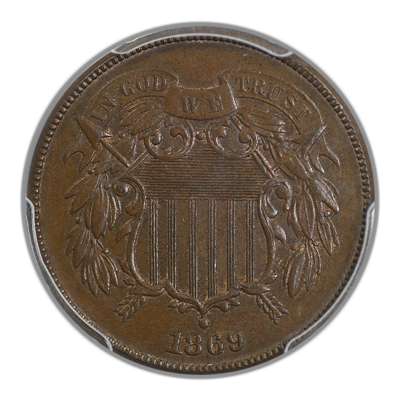 1869 Two Cent Piece 2C PCGS MS65BN CAC - Image 3 of 4