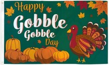 Happy Gobble Day 3x5ft Poly Flag Thanksgiving Fall Holiday Yard Home Decor