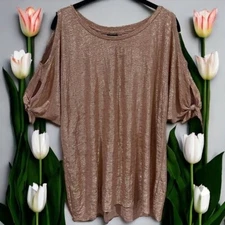 NEW Worthington Woman Rose Gold Cold Shoulder Flowy Blouse Women’s Size 0X