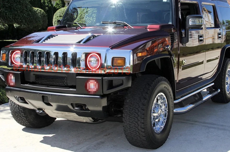 RGB halo ring for Hummer H1 H2 H3 headlight lamp Flash DRL bluetoth angel eye - Image 2 of 4