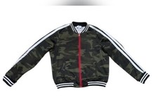 Women’s Camouflage Bomber Jacket Full Zip Contrast Cuff Size Large L Rare!