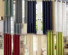 2 PANELS ANTIQUE GROMMETS SILK WINDOW CURTAINS FOAM LINED BLACKOUT ROOM DARK K72