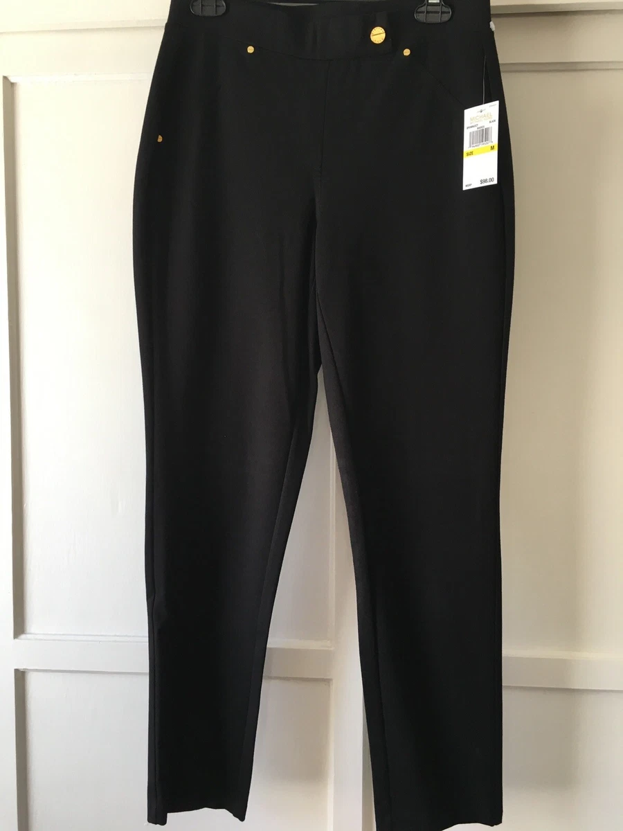 Michael Kors Women's Basics Stretch Pull-On Black Pants Size M Medium  $98.00