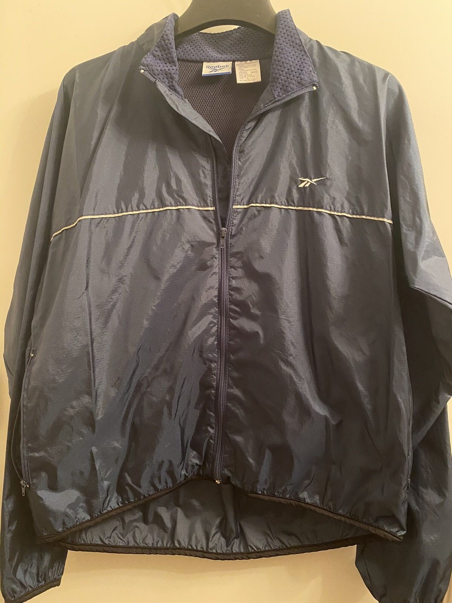 REEBOK BLUE FULL ZIP WINDBREAKER JACKET.. RN# 69421 CA#17335…LARGE
