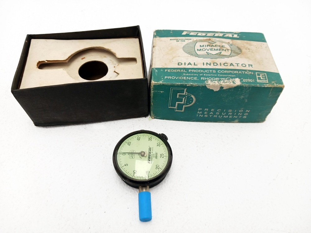 Vintage Federal C71 Dial Indicator 0.0005in Jeweled Bearings in Box Works Great