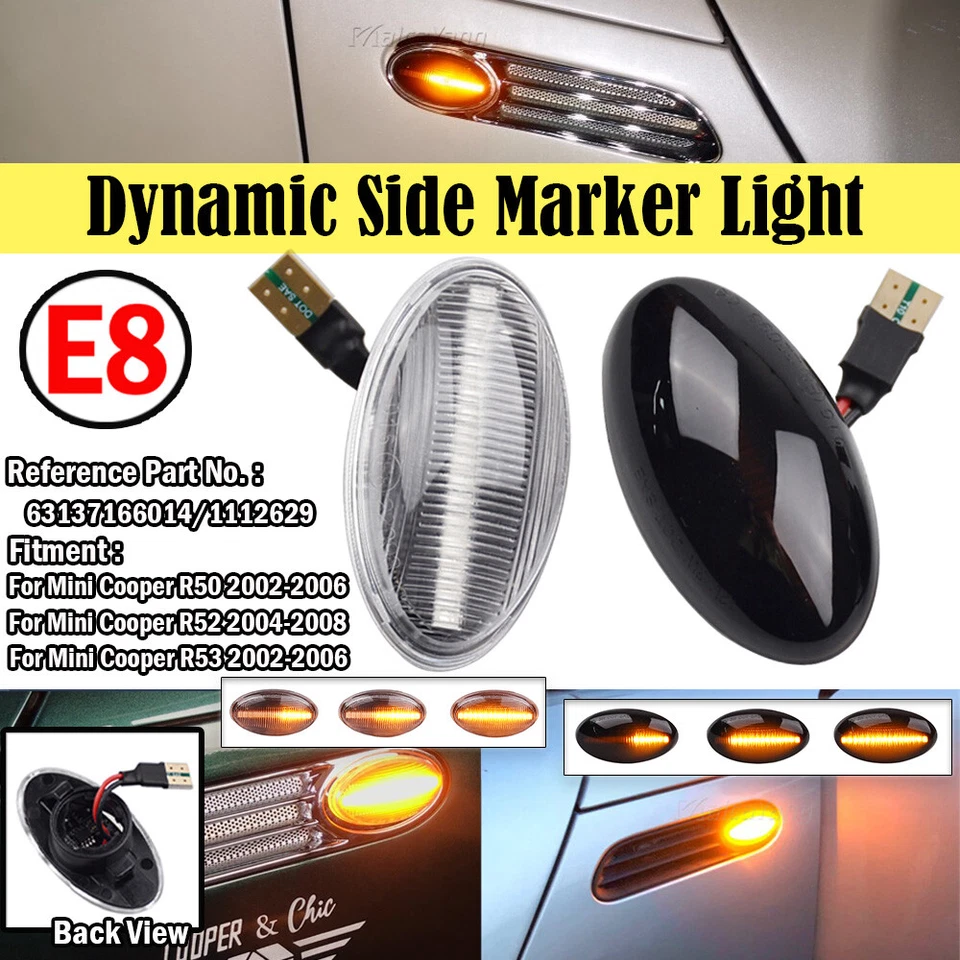 For MINI Cooper R50 R53 / R52 04-08 LED Dynamic Side Marker Light Turn Signal - Изображение 2 из 4