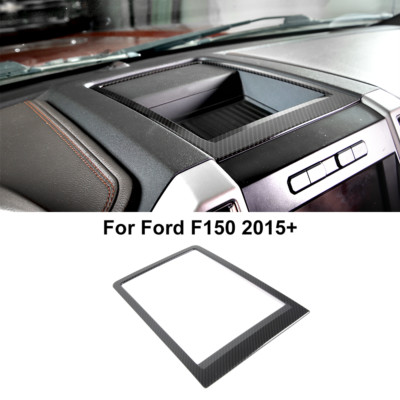 Dash Center Console Storage Box Frame Cover Trim For Ford F150 15-20 CarbonFiber