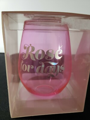 Slant Collections Jumbo Stemless Wine Glass, 30-Ounce, Rose For Days