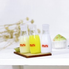 3PC 1:12 Scale Dollhouse Miniatures Mini Drinks Milk Bottles Store Accessories