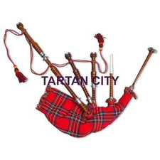 Full Size Bagpipe Rosewood Natural Color Silver Mounts Royal Stewart Cover,Cord
