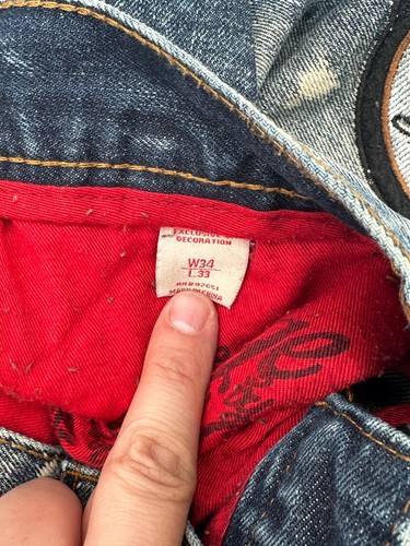 The Heritage By America 76 Denim Jeans Embroidered Splashed Faded Mens 34x33 - Picture 4 of 9