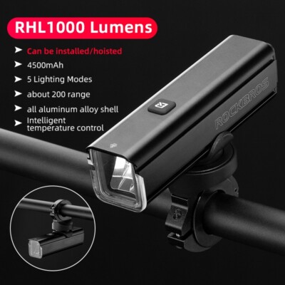 ROCKBROS Fahrradscheinwerfer 1000LM 4500mAh IPX6 Taschenlampe MTB Rennrad lampe