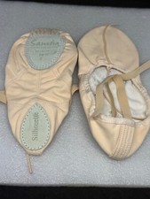 Sansha 3 Silhouette Canvas PINK split sole ballet shoe w/ sewn elastics 10W