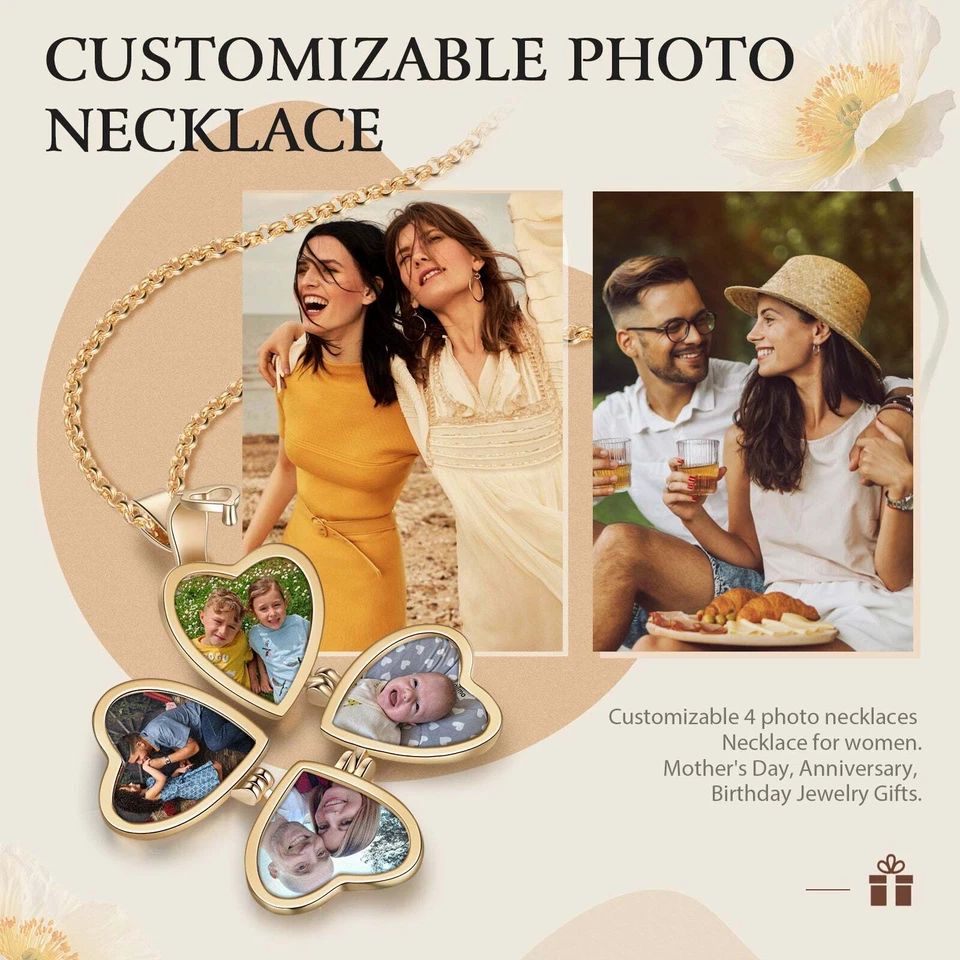 Personalized Heart custom Photo Box Necklace Custom name gift idea - Изображение 3 из 4