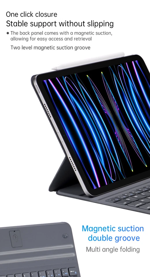 Magnetic Keyboard Leather Case For iPad Pro 11 Air 4 5th Pro 10.9 M2 12.9 Tablet - Image 4 of 4