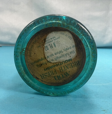 トラザラ 120ml エイボン Avon Collectible Vintage Blue Glass Breath Fresh Mouthwash 8 oz