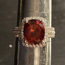 DK Red labradorite rhodium over silver ring Size 9