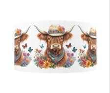 1.5" 1 yard Highland Cow garden summer Printed Grosgrain Ribbon 1277404