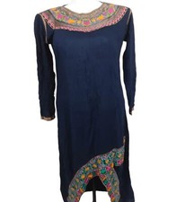 Women's Navy Blue African Traditional Long Sleeve Dress Size: L 