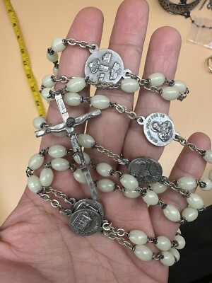 Vintage xxv Holy Year Glow In The Dark Rosary 24 Inch Long | eBay