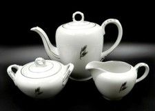 VINTAGE SET OF 3 FUKAGAWA ARITA SILVER WHEAT 928 TEAPOT, SUGAR BOWL  CREAMER