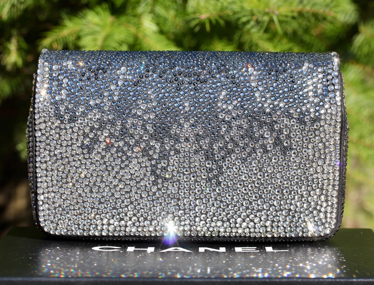 CHANEL *SWAROVSKI CRYSTAL* Strass RHW Classic Flap Bag w/Stones RARE LIMITED