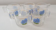 Servizio set di 5 tazzine da tè decorate in vetro fiori