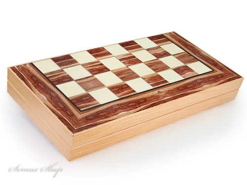 Luxus Backgammon Tavla Dama XXL Gesellschaftsspiele Nußbaum Optik - Bild 3 von 5
