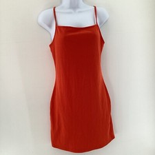 Primark Womens Burnt Orange Ribbed Dresss Size S Ribbed Strappy 