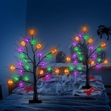 2Pcs 1.97FT Lighted Trees Halloween Tree Lights Tree Lamps for Indoor Outdoor US